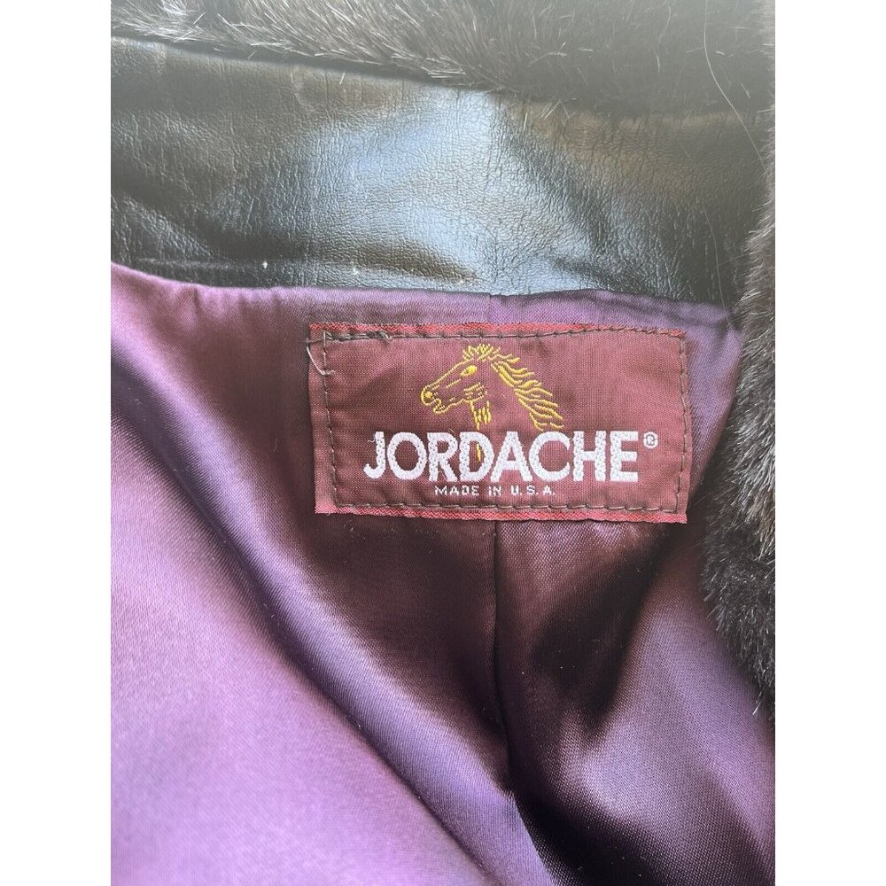 Vintage Jordache Faux Fur Coat Womens 11/12 L Black & Brown Mob Wife Hook Loop - Picture 8 of 16